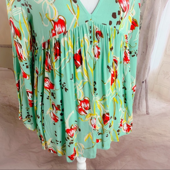 Free People Bella Printed Floral Tunic in Turquoise - Picture 8 of 12